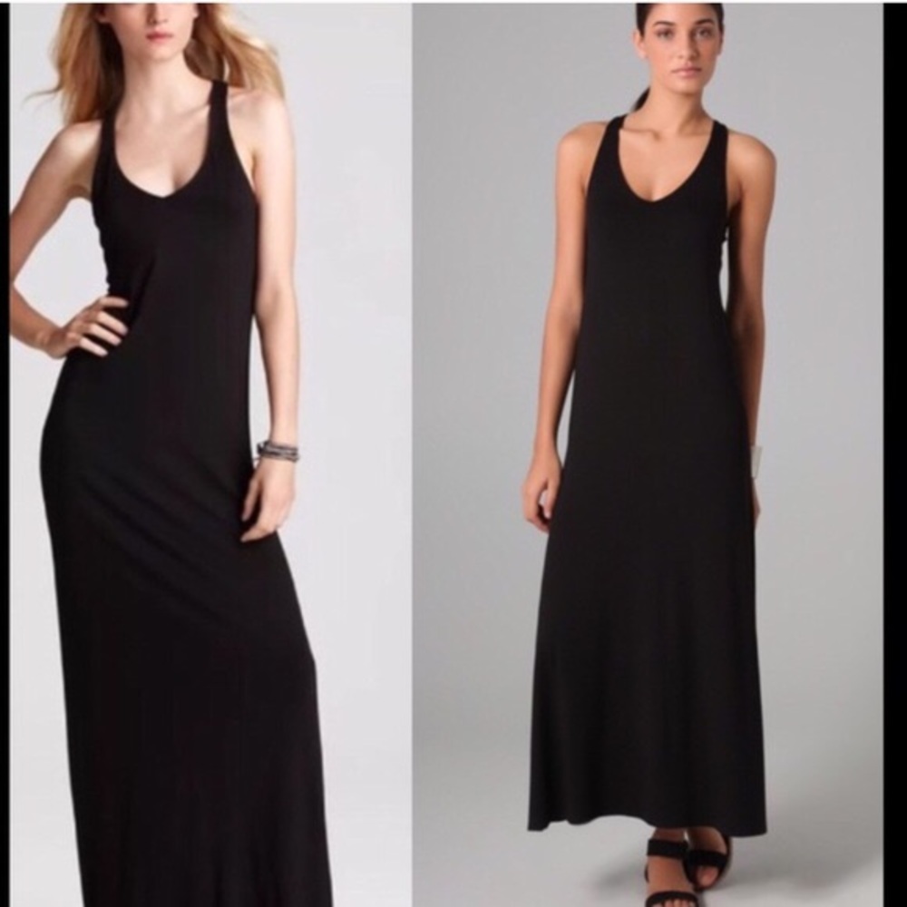 Vince Black Knit Razorback Casual Maxi Dress